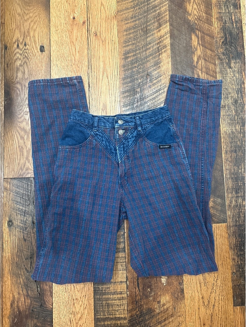Vintage Rockies bareback yoke plaid style jeans high waisted 28/7